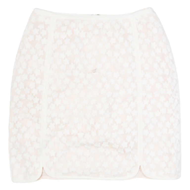 REISS Womens Straight Skirt White Short Lace UK 4