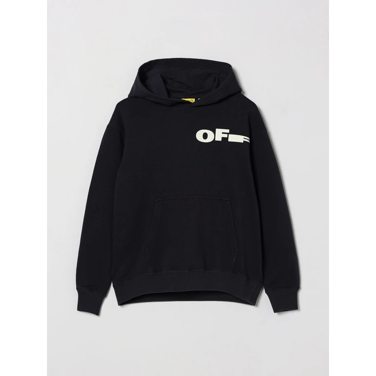 Off-White Kids Boy's Cotton Hoodie with Kangaroo Pocket (OBBB001S26FLE006410)