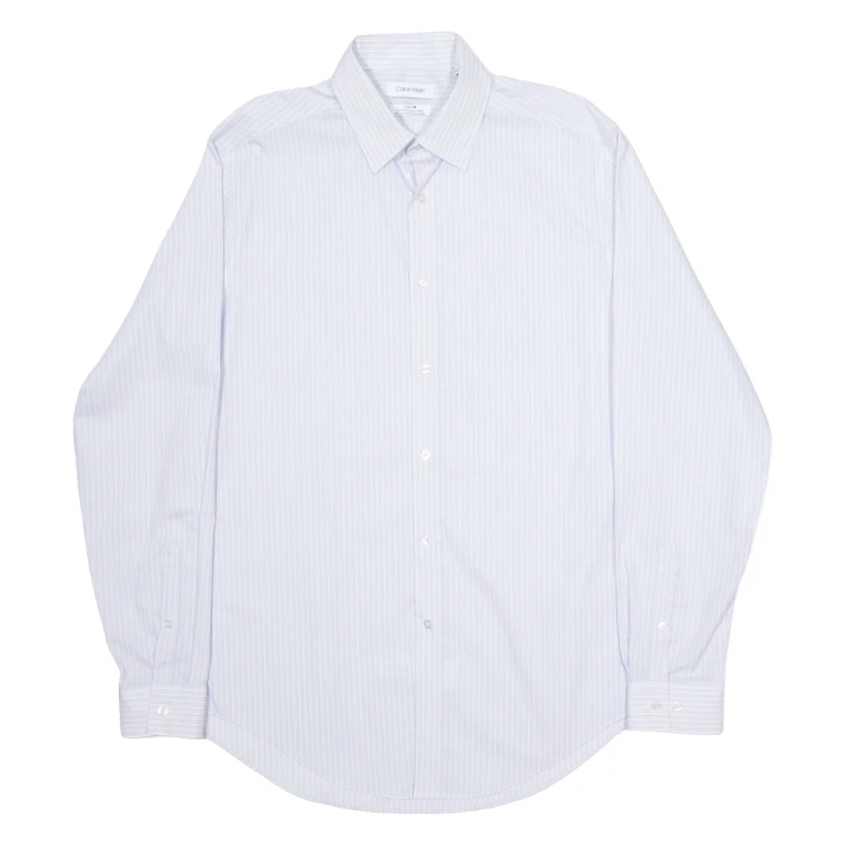 CALVIN KLEIN Slim Fit Mens Shirt Blue Striped Long Sleeve M