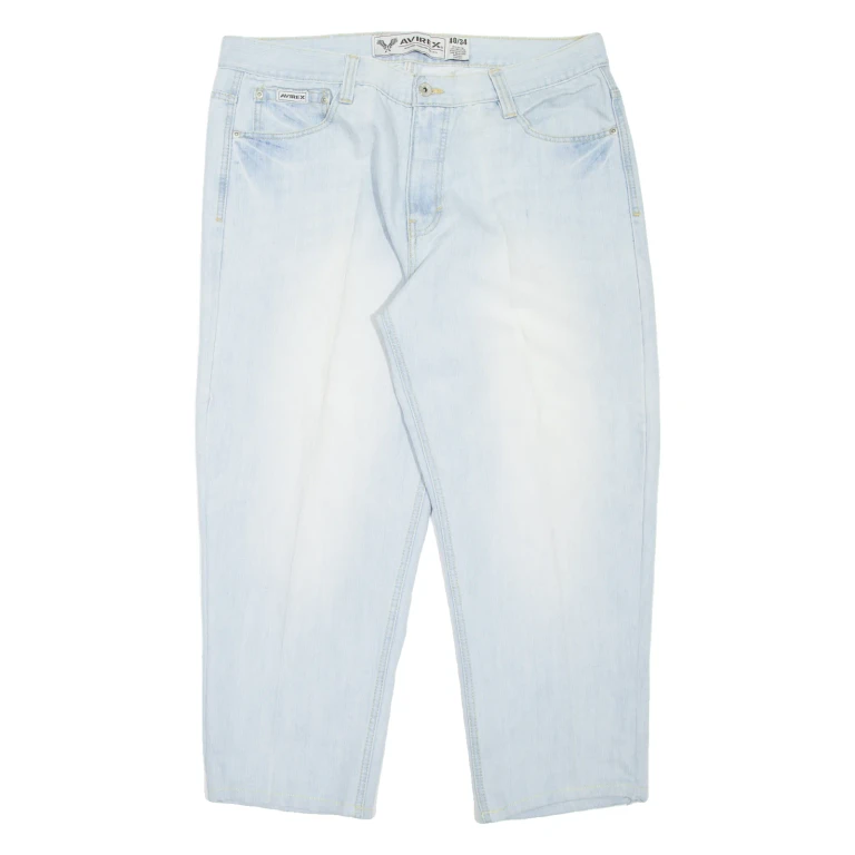 AVIREX Altered Mens Jeans Blue Relaxed Tapered Stone Wash W40 L28