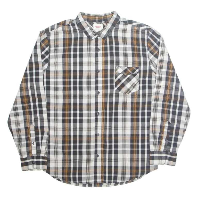 LEVI'S Mens Shirt Black Check Long Sleeve XL