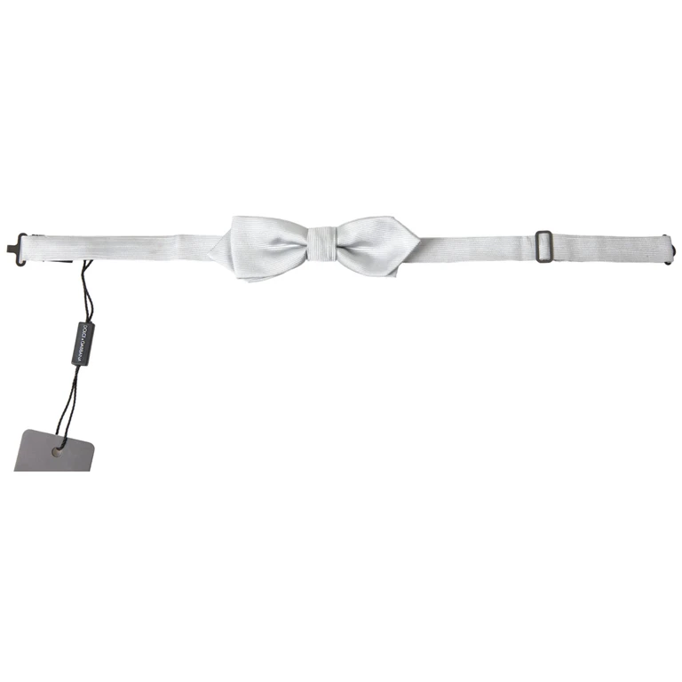 Dolce & Gabbana Gray Silk Adjustable Men Neck Papillon Bow Tie - Men