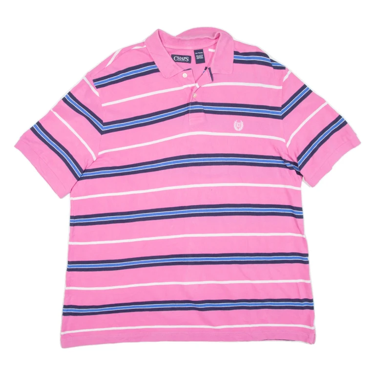 CHAPS Mens Polo Shirt Pink Striped XL