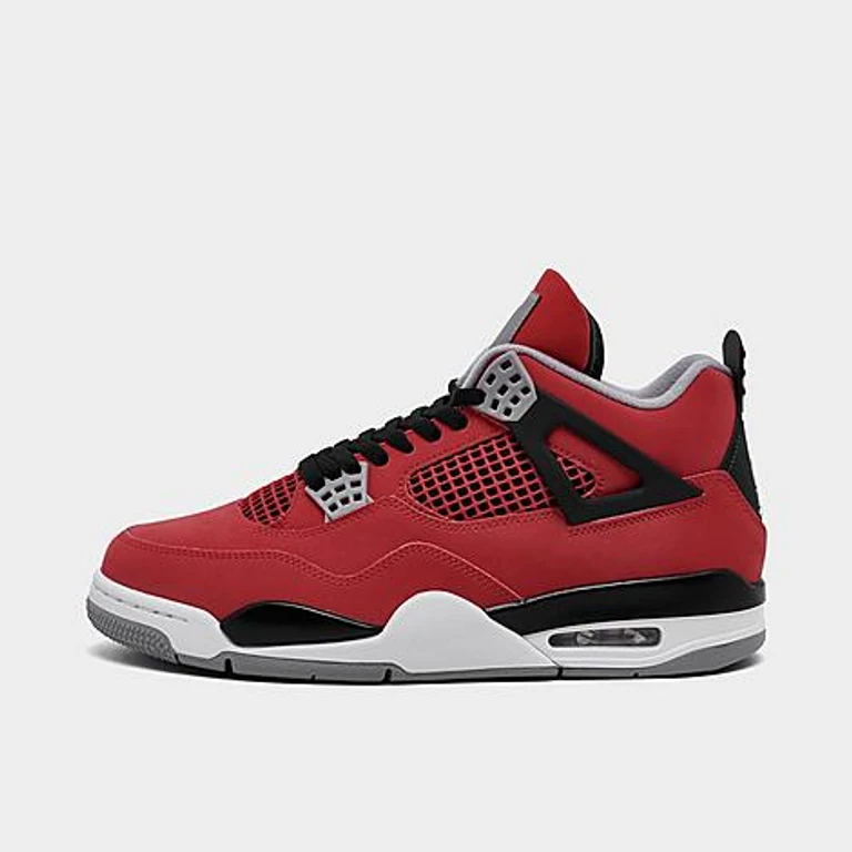 Jordan Men's Air Retro 4 Basketball Shoes in Fire Red/White/Black Size: 7.5