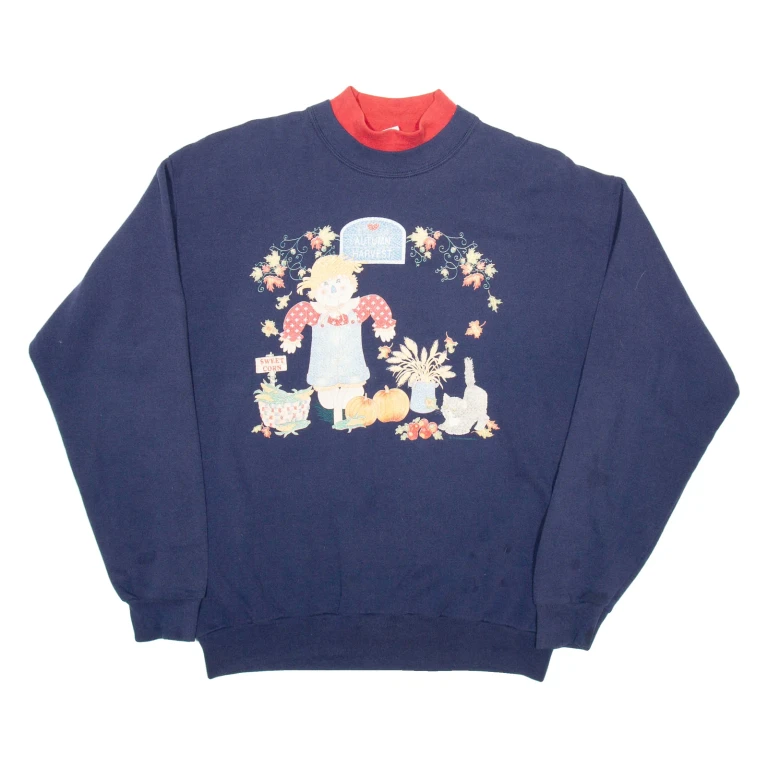 PLEASANT SHADE Autumn Harvest Womens Sweatshirt Blue USA L