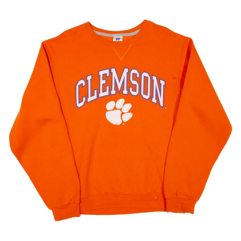 RUSSELL ATHLETIC Clemson Mens Sweatshirt Orange USA S