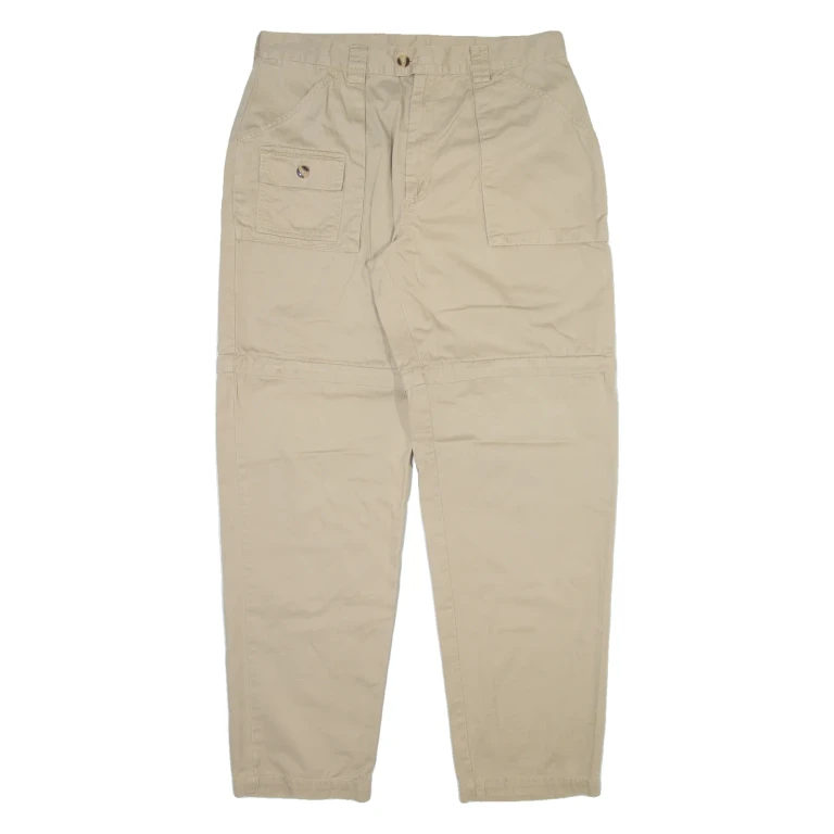 Detachable Legs Mens Trousers Beige Relaxed Straight W34 L32
