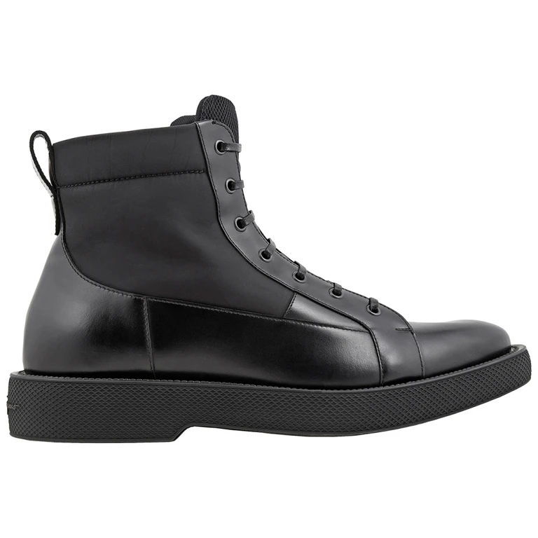 Salvatore Ferragamo Mens Black Leather Combat Boot