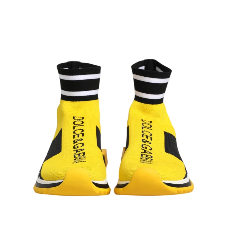 Dolce & Gabbana Yellow Black Sorrento Socks Sneakers Shoes Polyester Viscose - Women
