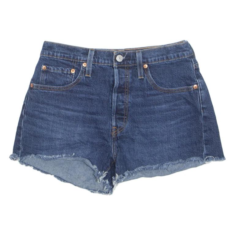 LEVI'S Cut Off 501 Womens Denim Shorts Blue S W28
