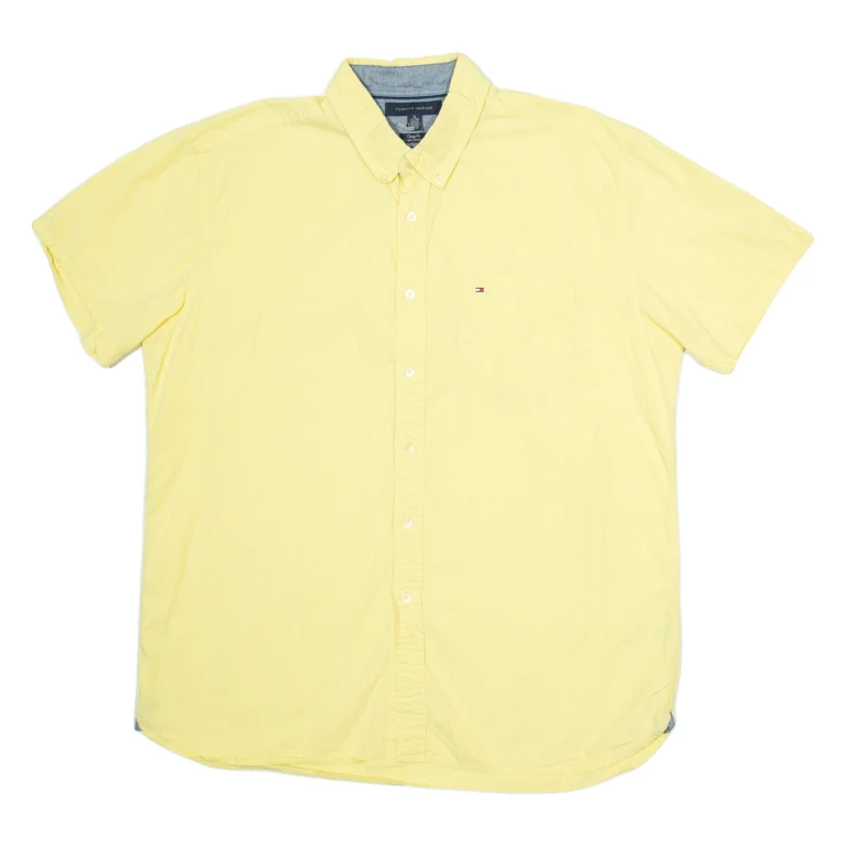 TOMMY HILFIGER Mens Plain Shirt Yellow XL