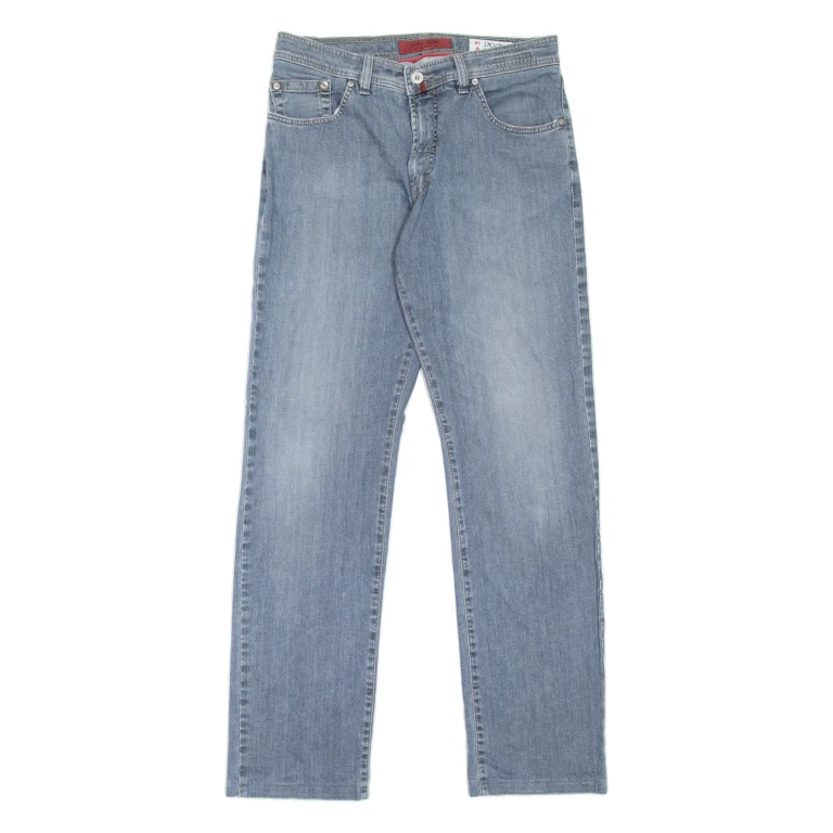 PIERRE CARDIN Deauville Mens Jeans Blue Slim Straight Stone Wash W32 L31
