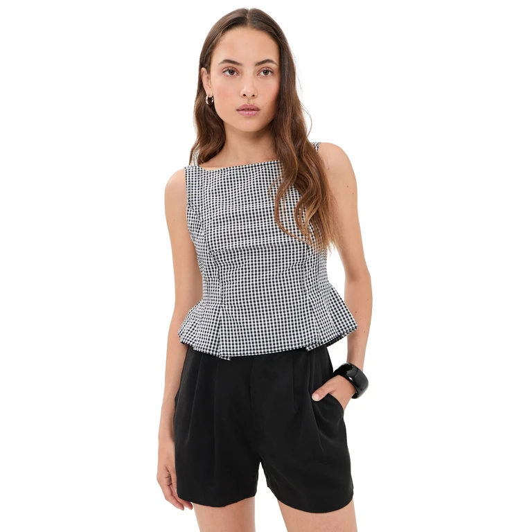Free People Sunfaded Top Black And White Comb L