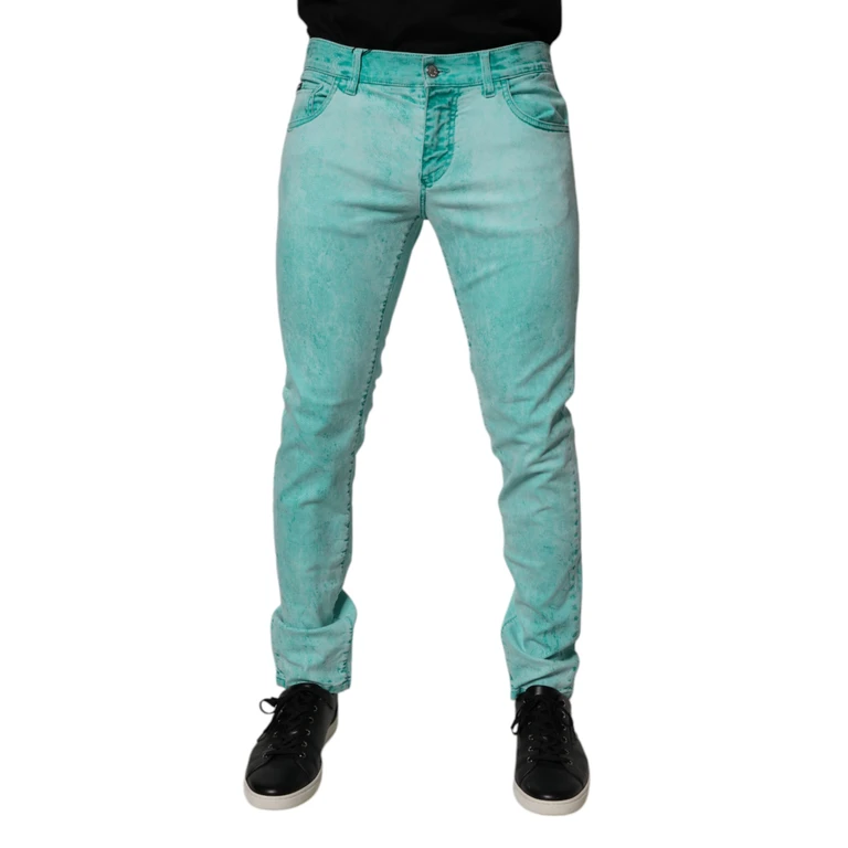 Dolce & Gabbana Green Tie Dye Cotton Skinny Men Denim Jeans Elastane Clothing - Men