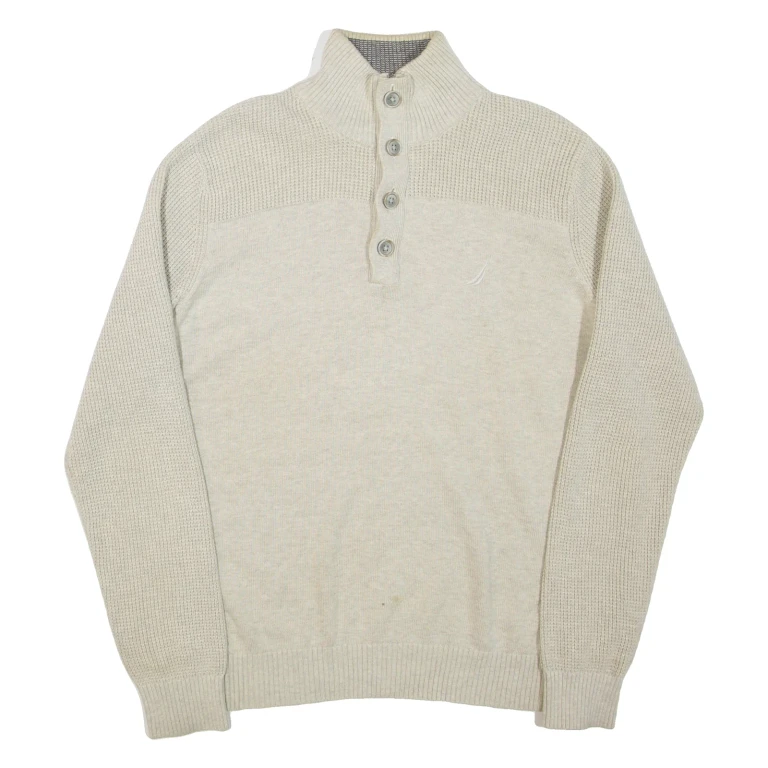 NAUTICA Mens Jumper Grey 1/4 Zip Tight Knit M