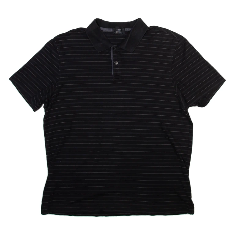 CALVIN KLEIN Mens Polo Shirt Black Striped L