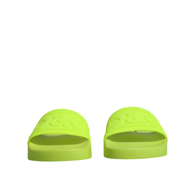 Dolce & Gabbana Green Rubber Slides Sandals Beachwear Shoes - Women
