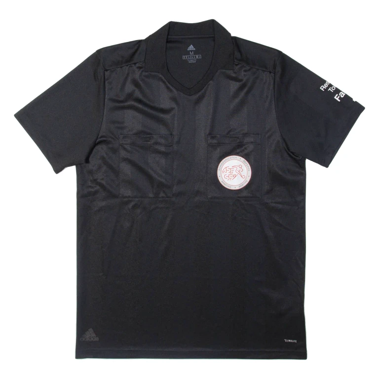 ADIDAS Swiss FA Referee Mens Football Shirt T-Shirt Black V-Neck M