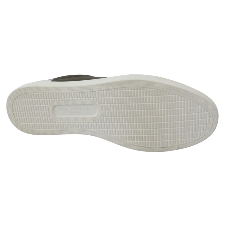 Dolce & Gabbana White Green Leather Low Top Sneakers Shoes - Men