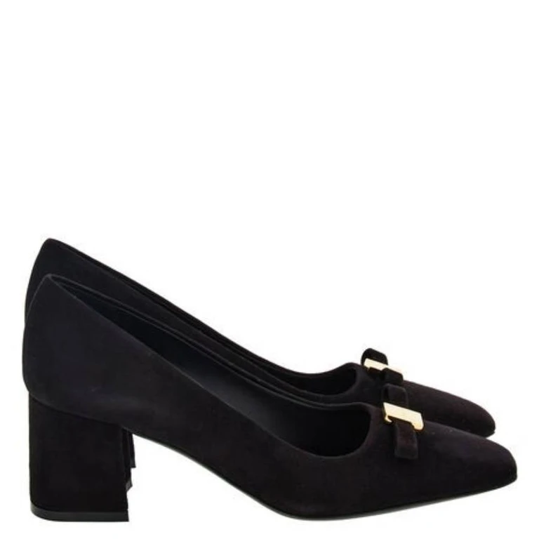 Ferragamo Myra Bow Block Heel Pumps, Size 7 C
