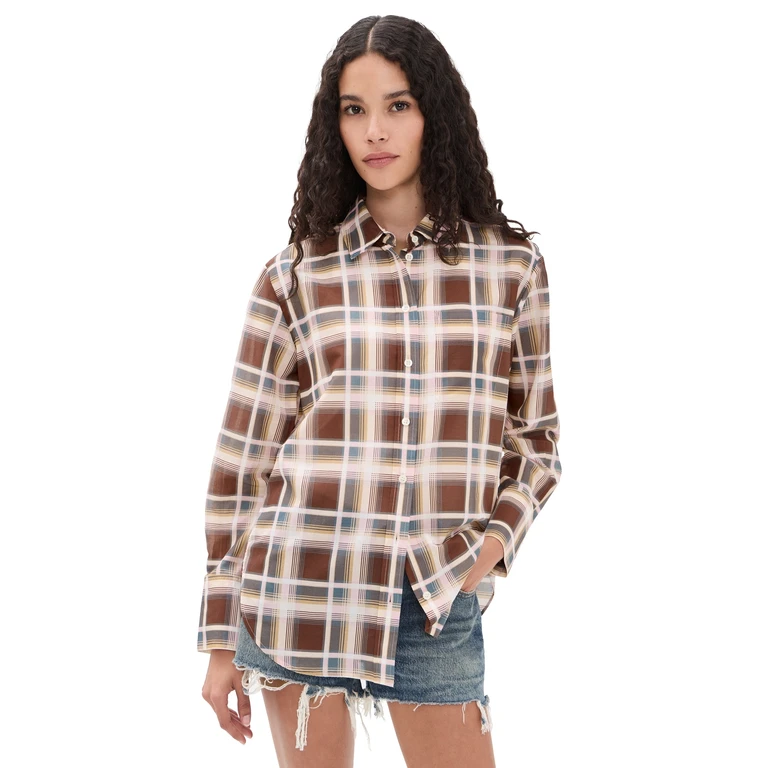 The Boy Shirt Silver Peony Plaid S