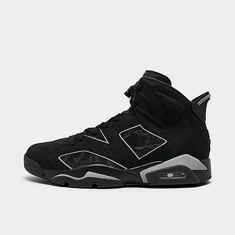 Men's Air Retro 6 Basketball Shoes in Black/Reflect Silver/Black Size: 7.5
