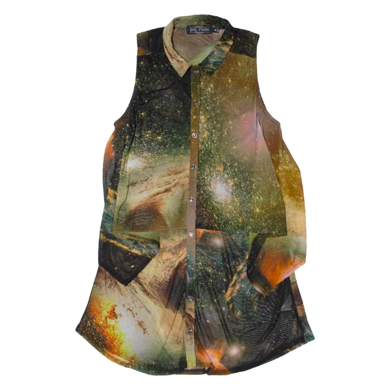 EVIL TWIN Galaxy Design Womens Shirt Dress Black Sleeveless Knee Length M