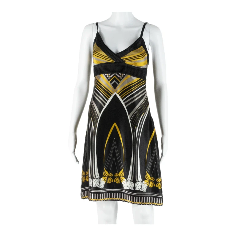TED BAKER Womens Mini Dress Black Silk Striped Sleeveless Short S