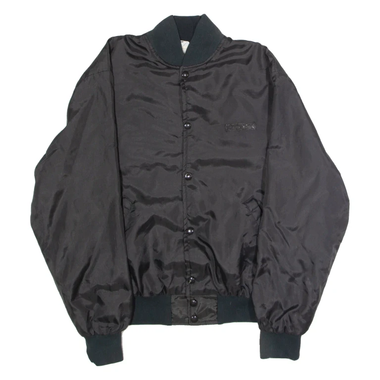 LEADER SPORTSWEAR Mens Bomber Jacket Black 80s L