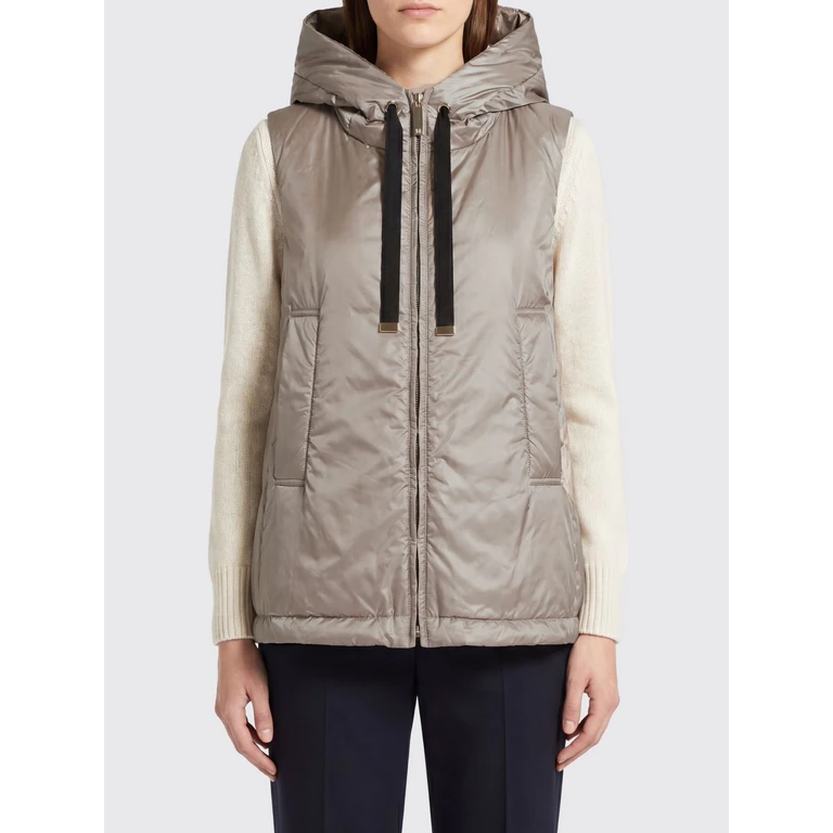 Padded Technical Fabric Vest with Hood and High Neck (2629296014600090)