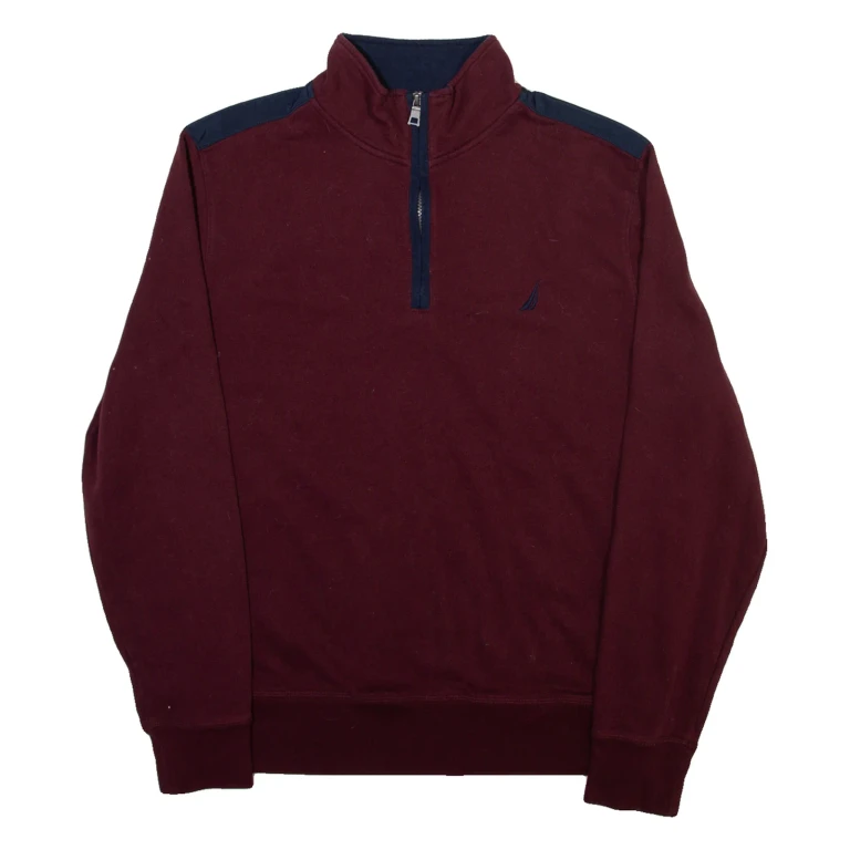 NAUTICA Mens Sweatshirt Maroon 1/4 Zip L