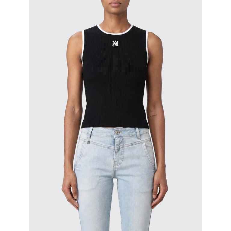 Sleeveless Ribbed-Knit Monogram Top (AWTOKN1052001)