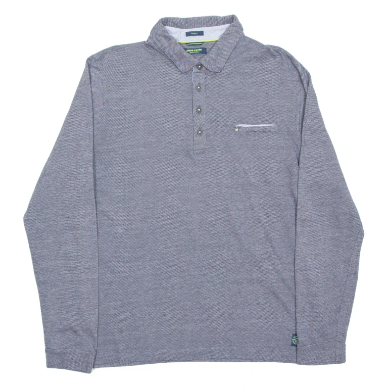 PIERRE CARDIN Mens Polo Shirt Grey Long Sleeve L