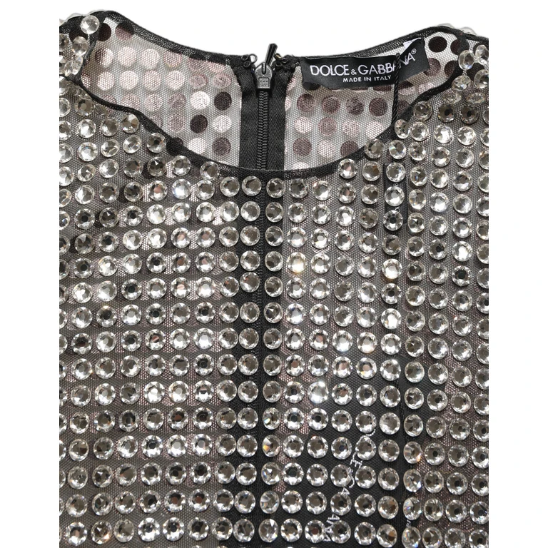 Dolce & Gabbana Beige Crystal Embellished Long Gown Dress Nylon - Women