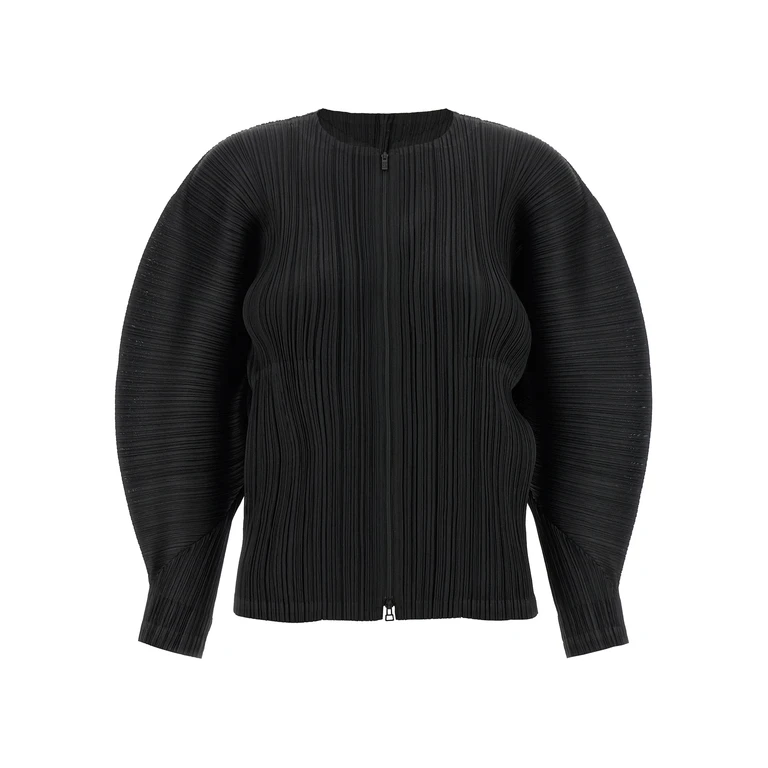 Pleats Please Issey Miyake Black Polyester Full-Length Jacket Clothing - Women
