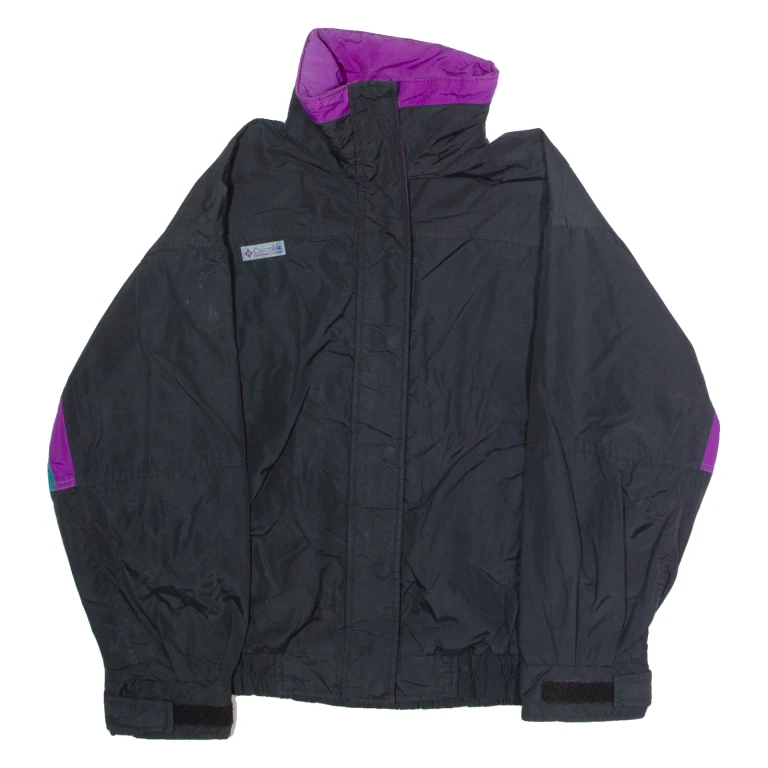 COLUMBIA Bugaboo Womens Rain Jacket Black Nylon 90s Colourblock L