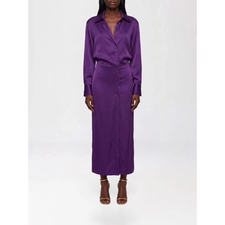 Midi Chemisier Dress in a Viscose Blend with an Off-Center Closure (260WCW00257VVV102AA769)