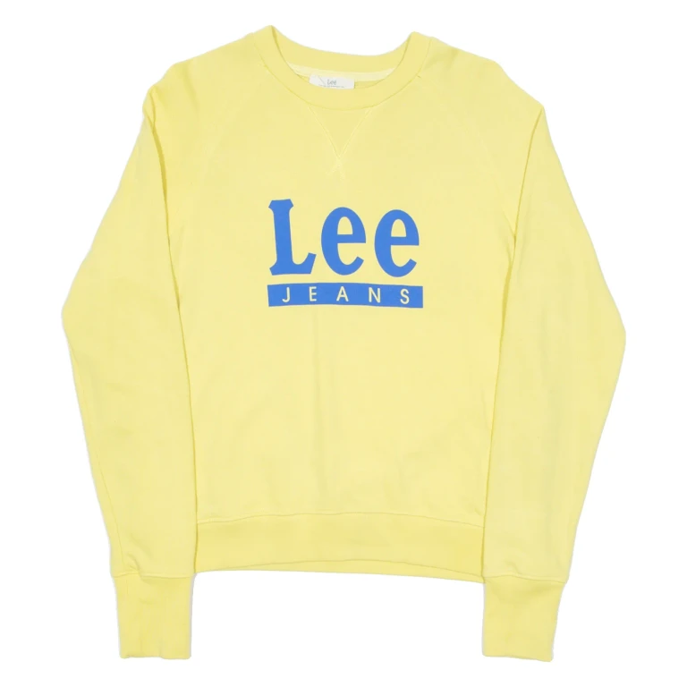 LEE Womens Sweatshirt Yellow Crew Neck XS