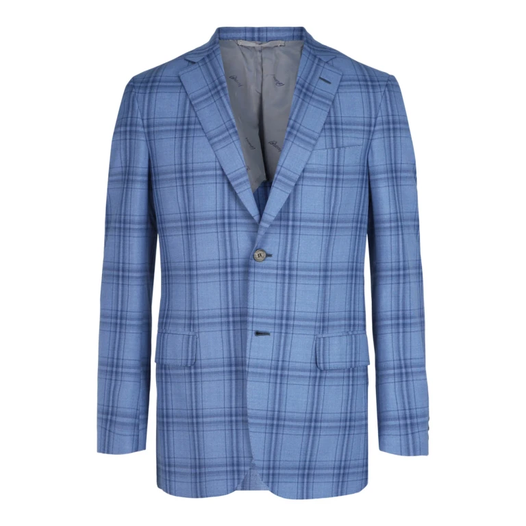 Wool Plaid Single-Breasted Blazer