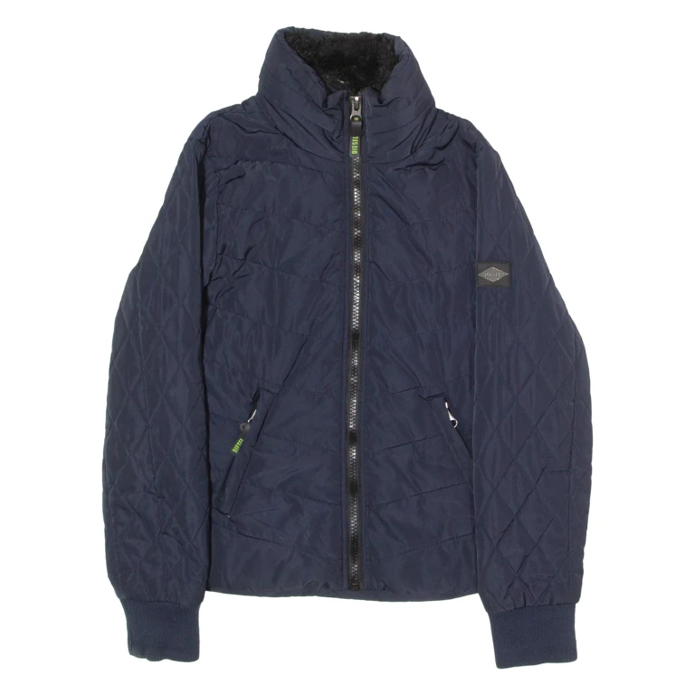 DIESEL Womens Quilted Jacket Blue Hooded M