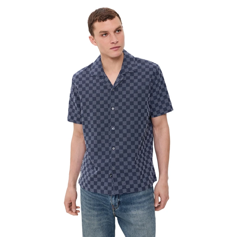 RAILS Kin Button Down Shirt Navy Sashiko XXL