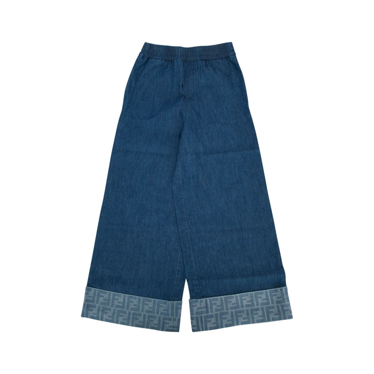 Fendi Kids Pantalone Light Denim Darkblu Co+ricamo:pl Pantaloni