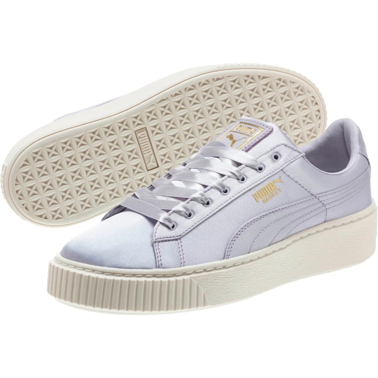 Women's Basket Platform Satin Sneakers