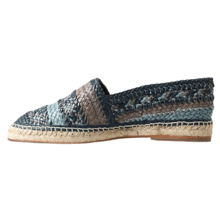 Dolce & Gabbana Blue Gray Leather Buffalo Espadrille Shoes - Men