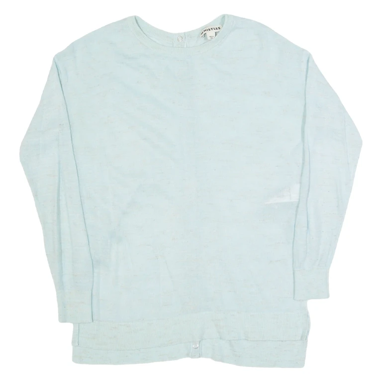WHISTLES Womens Jumper Blue Tight Knit Linen XS