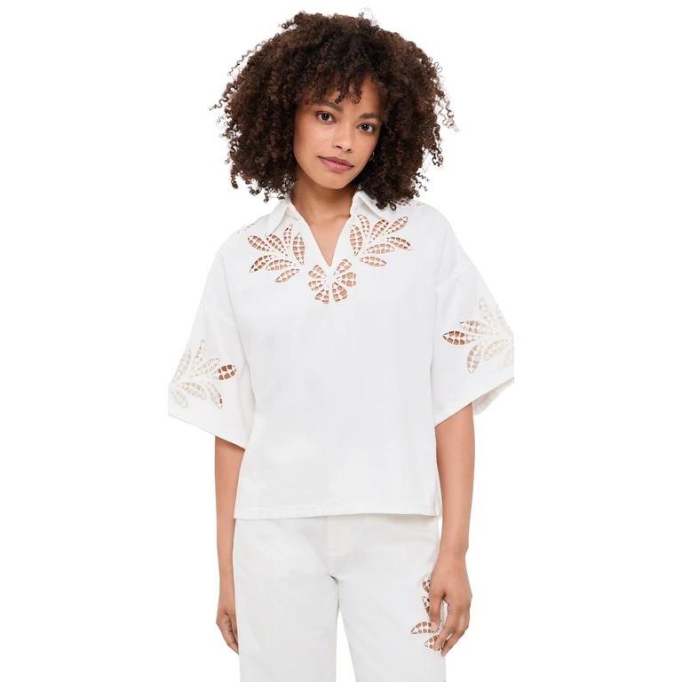 rag & bone Lucy Floral Cutout Denim Shirt White Floral XS
