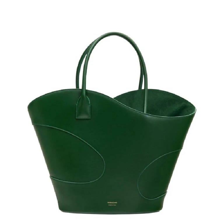 Ferragamo Cut Out Detailing Leather Tote Bag