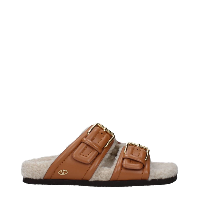 Valentino Garavani Brown Leather Slippers - Women