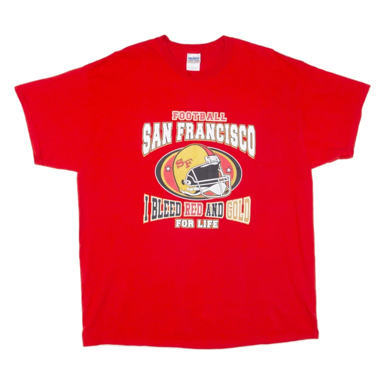 GILDAN Football San Francisco Mens T-Shirt Red USA XL
