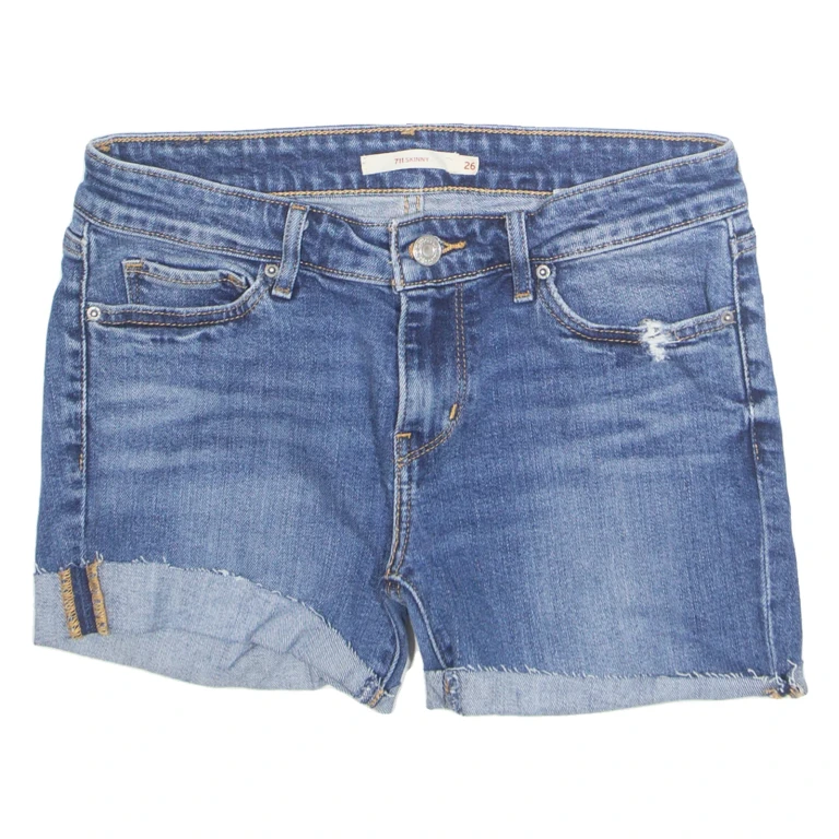 LEVI'S 711 Cut Off Womens Denim Shorts Blue Slim XS W26